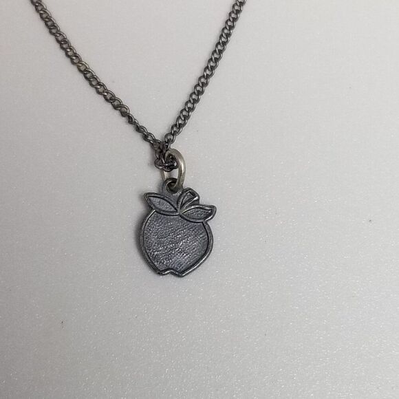 Vintage Tiny Apple Pendant Charm Necklace, Sterling Silver Chain, 16 inches - Picture 4 of 9